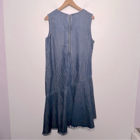 Cloth & Stone Tencel Denim Drop Waist Asymmetrical Sleeveless Shift Dress - Picture 6 of 11